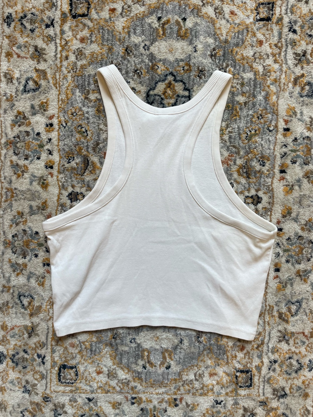 DIVIDED BY H&M Cream Ribbed Racerback Crop Tank - Picture 2 of 2
